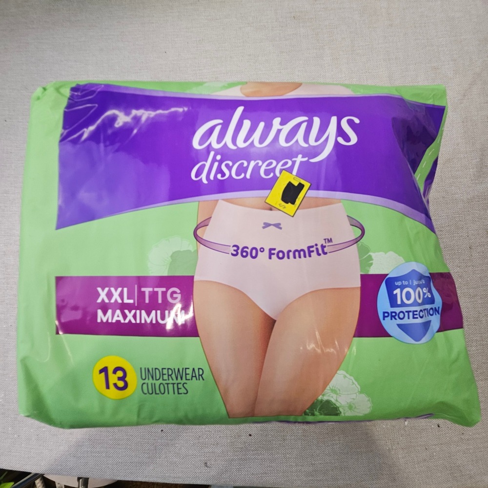 Always Discreet Incontinence Underwear XXL Maximum Absorbency 13 Ct 360 FormFit